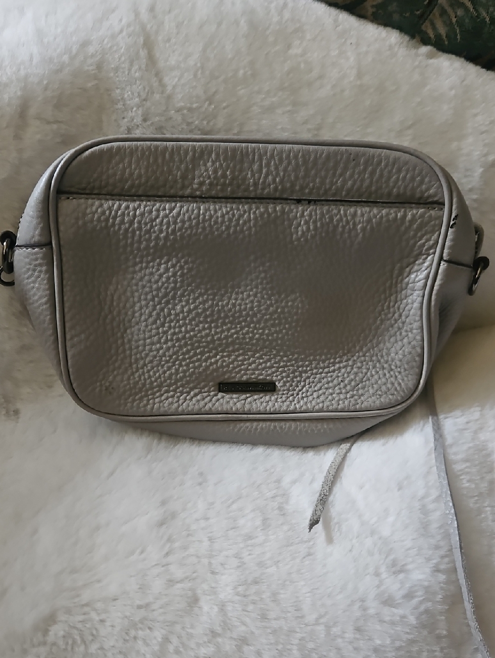 Light Gray Pebbled Crossbody Bag - Unbranded